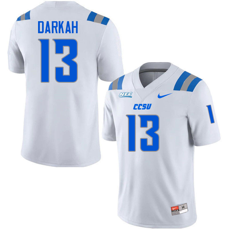Central Connecticut Blue Devils #13 Reggie Darkah College Football Jerseys,Uniforms-White